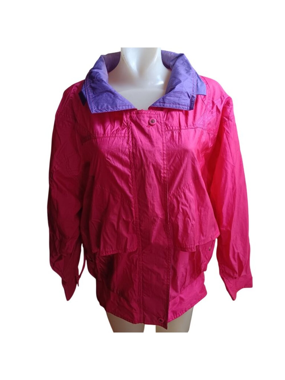 Vintage Small Womens Windbreaker Jacket Pink Nylon 1990s London Towne Limits